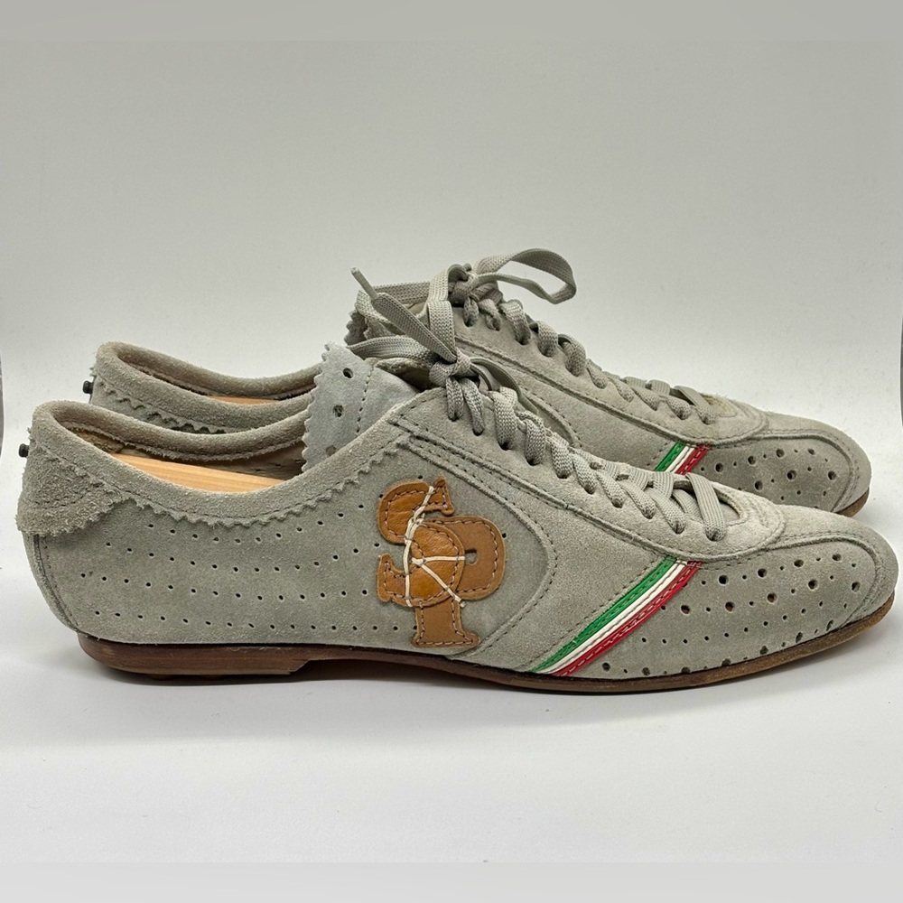 Baldinini Men's Grey Suede Lace Up Leather Sneaker Shoes Size 43 Made in Italy